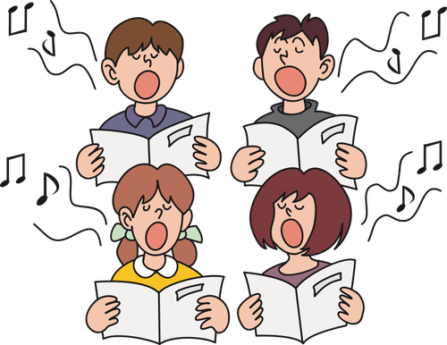 Children Singing Public Domain Vectors - Sing In The Choir Clipart (500x386), Png Download