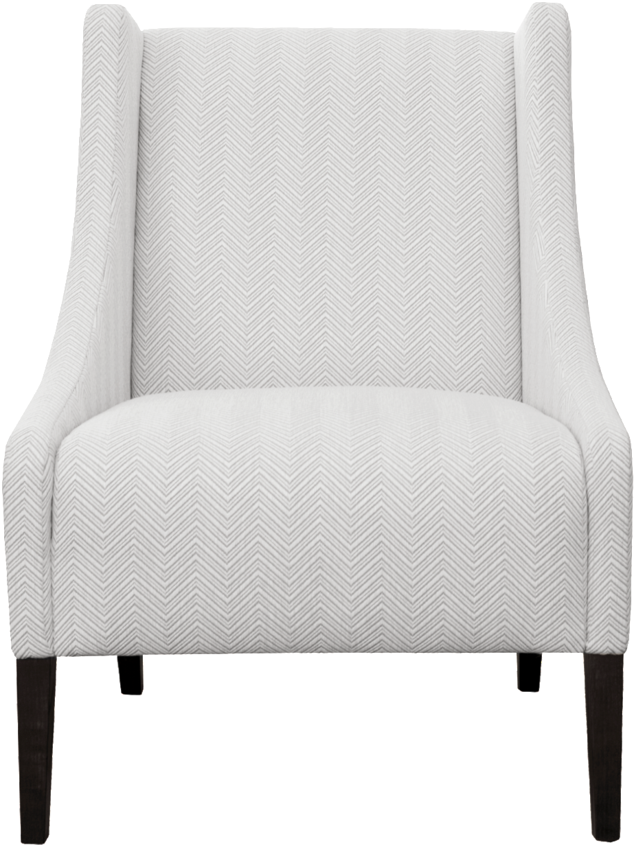 Front View Of Light White Upholstered Wing Back Lounge - Club Chair (1296x1300), Png Download