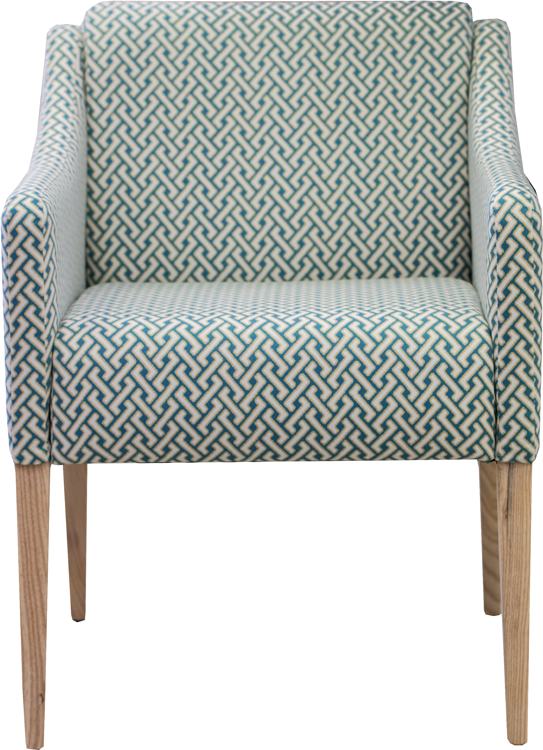 Front View Of Green And White Abstract Print Upholstered - Ermenegildo Zegna Men's Silk Jacquard Necktie-blue,silver,navy (1937x3081), Png Download