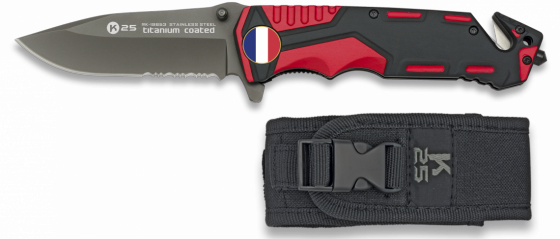 Tactical Pocket Knives - Couteau De Poche K25 19654-a Swat - Noir (560x239), Png Download