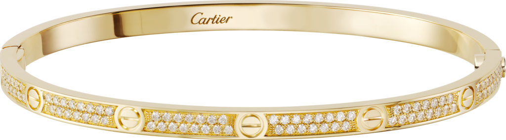 Love Bracelet, Small Model, Pavéyellow Gold, Diamonds - Love Bracelet, Sm (1024x285), Png Download