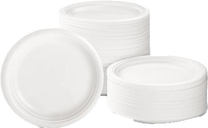 Cups, Plates & Bowls In Various Sizes - Disposable Plastic Plate Png (447x326), Png Download