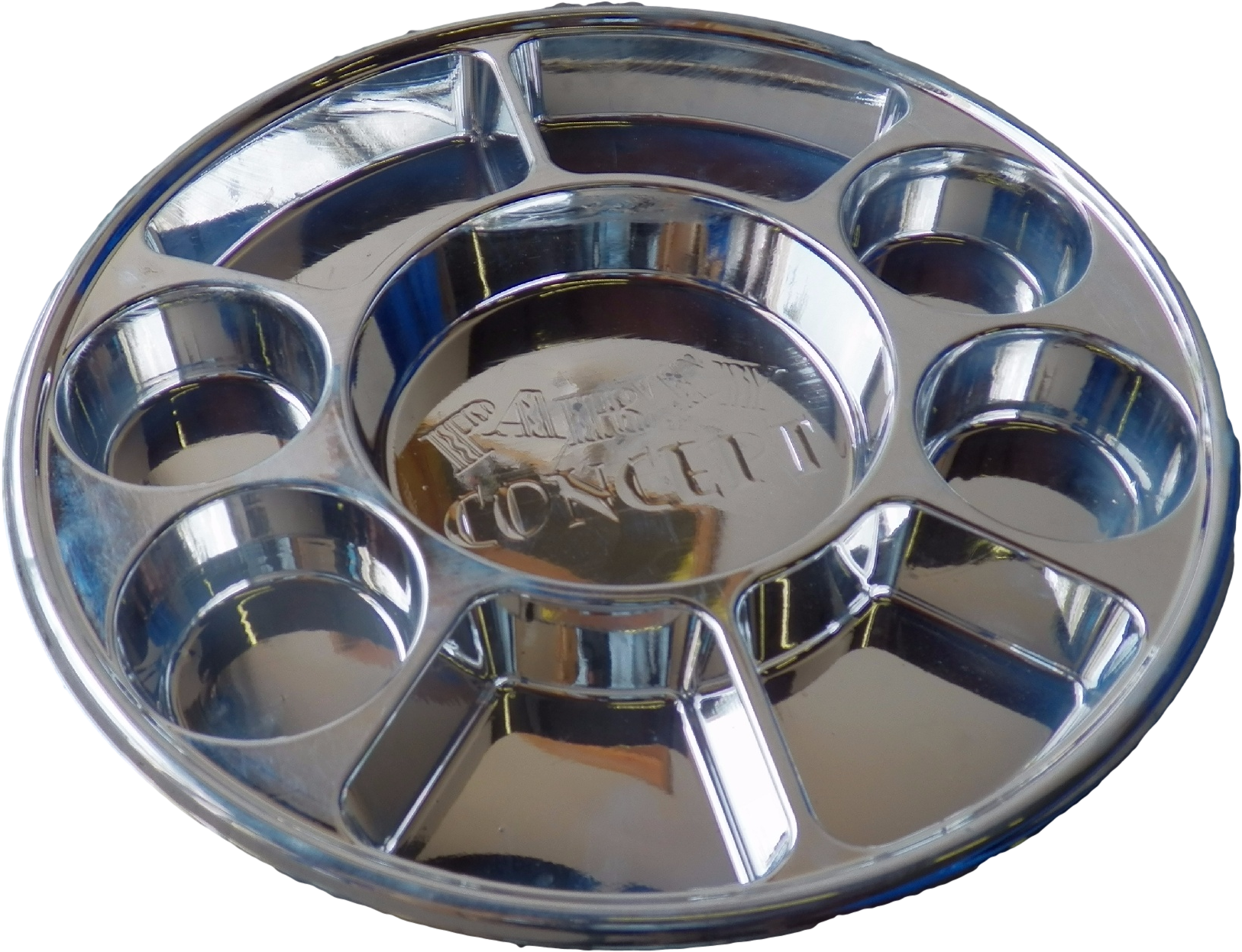9 Compartment Round Silver Color Plastic Plate- 50x4 - Circle (2365x1773), Png Download
