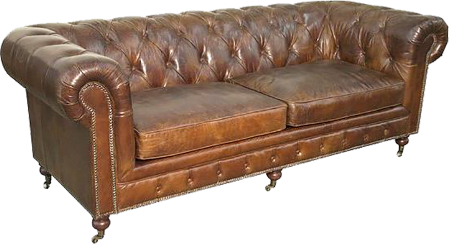 Winston Brown Leather Chesterfield Sofa (900x491), Png Download