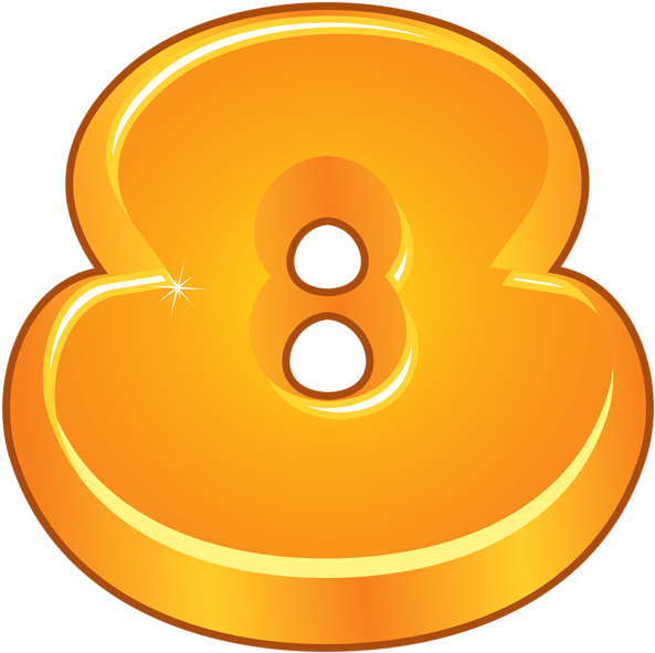 Orange Cartoon Number Eight Png Clipart Image Numbers - Cartoon Number Png (600x598), Png Download
