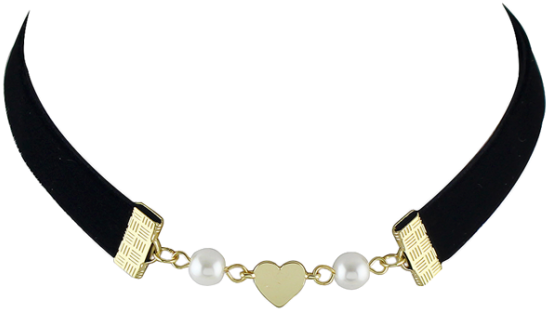 Choker Necklace Png - New Faux Pearl Heart Velvet Choker Necklace, Jewelry (558x744), Png Download