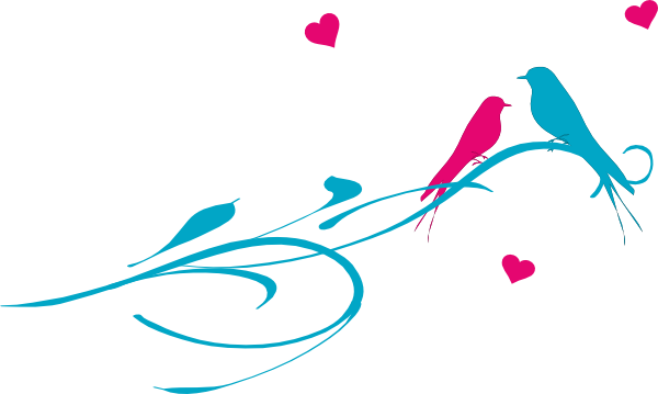 Love Birds On A Branch Svg Clip Arts 600 X 359 Px (600x359), Png Download