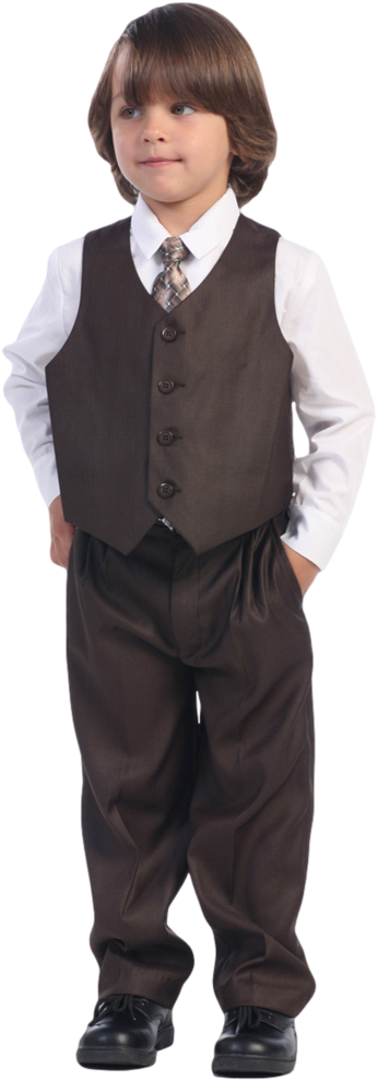 Chocolate Brown Single Breasted Dress Suit 5 Piece - Grembiule Alto Con Pettorina Nero (683x1024), Png Download