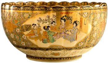 Fluted Bowl Bowl Old Satsuma Ware Faience - Fluted Bowl (487x340), Png Download