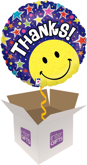 Smiley Face Thanks - Thanks Balloons (568x568), Png Download