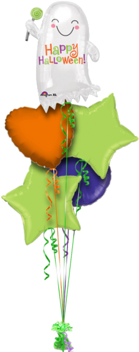 Smiley Happy Halloween Ghost Halloween Balloon - Candy Ghost Halloween Balloon (286x686), Png Download