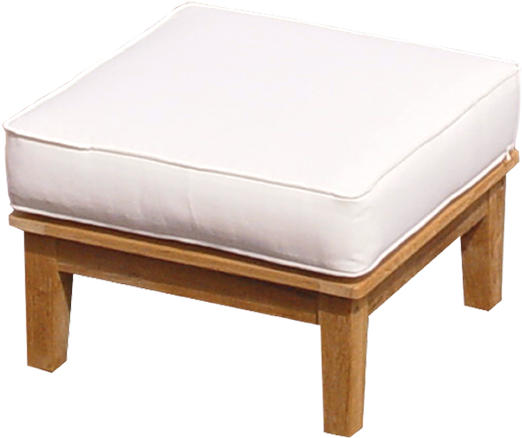 Miami Club Chair Set - Royal Teak Miami Ottoman - Off-white With Off-white (576x484), Png Download