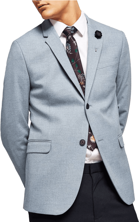 Free Png Blazer Coat Png Images Transparent - Mens Topman Light Blue Skinny Blazer (480x736), Png Download