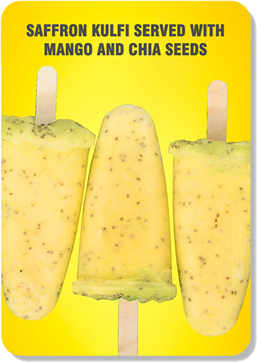 Safron Kulfi Served With Mango And Chia Seeds - Mycogen Seeds (400x571), Png Download