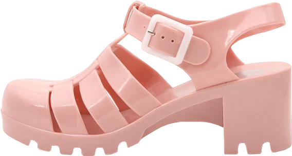 Pre-order Peachy Jelly Sandals - Womens Chunky High Heels Jelly Round Toe Strappy Caged (567x567), Png Download