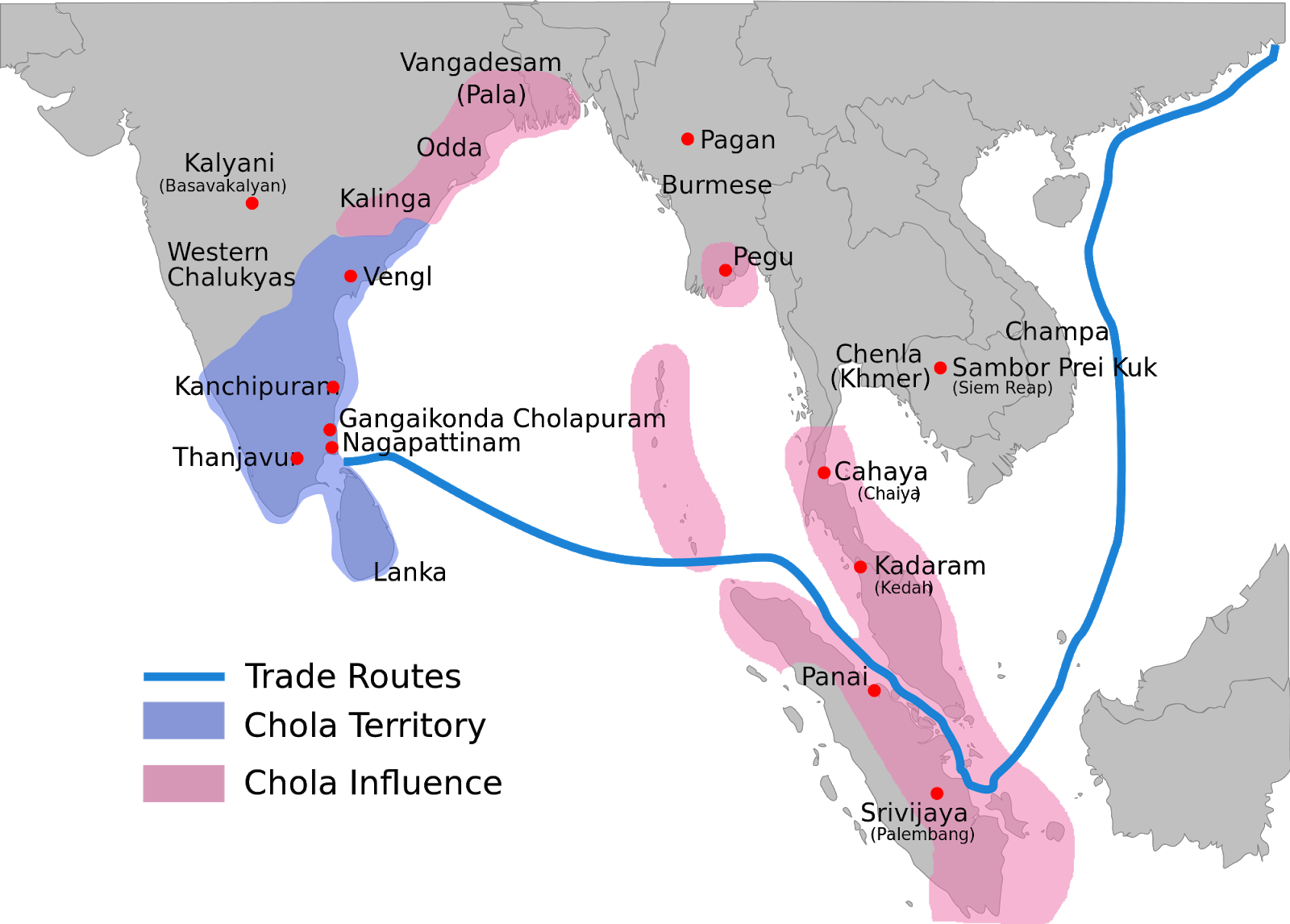The Tamil Chola Empire At Its Height, 1030 Ce - Extent Of Chola Empire (440x315), Png Download