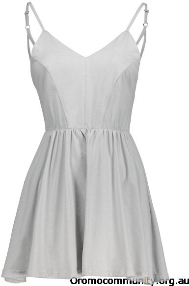 Gray Strappy Fit And Flare Dress Vl50zo8782 - Strappy Grey Skater Dress (451x600), Png Download
