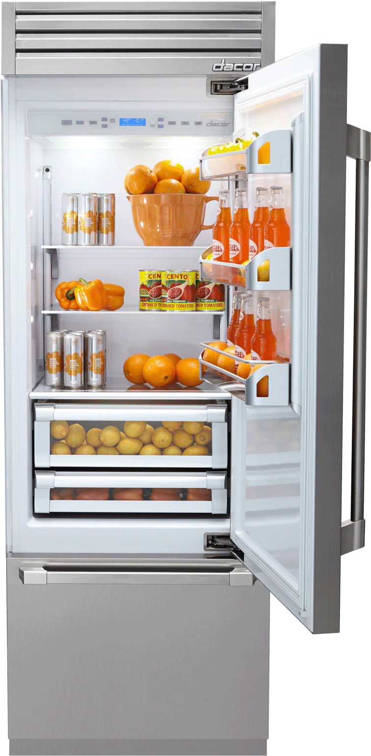 Best High-end Refrigerators - Dacor Discovery Dyf30bfbsl Built-in Bottom Freezer (1600x1600), Png Download