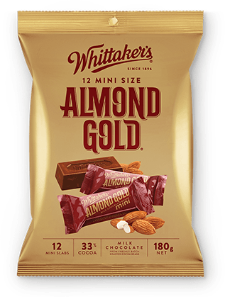 Mini Size Almond Gold Slab - Whittaker's Almond Gold Chocolate (317x419), Png Download