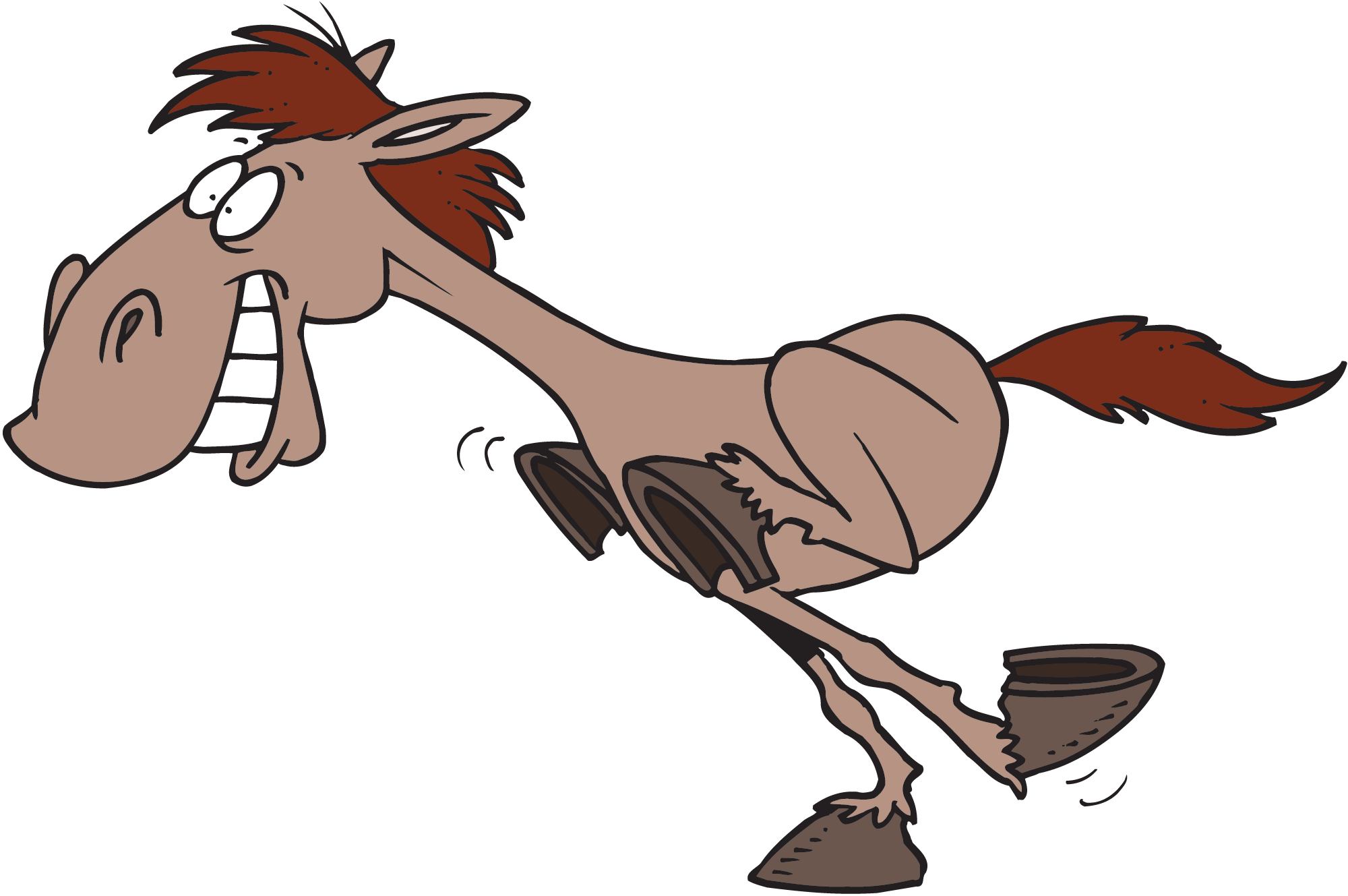 Horse Clipart Animated - Funny Running Horse Cartoon (2000x1329), Png Download
