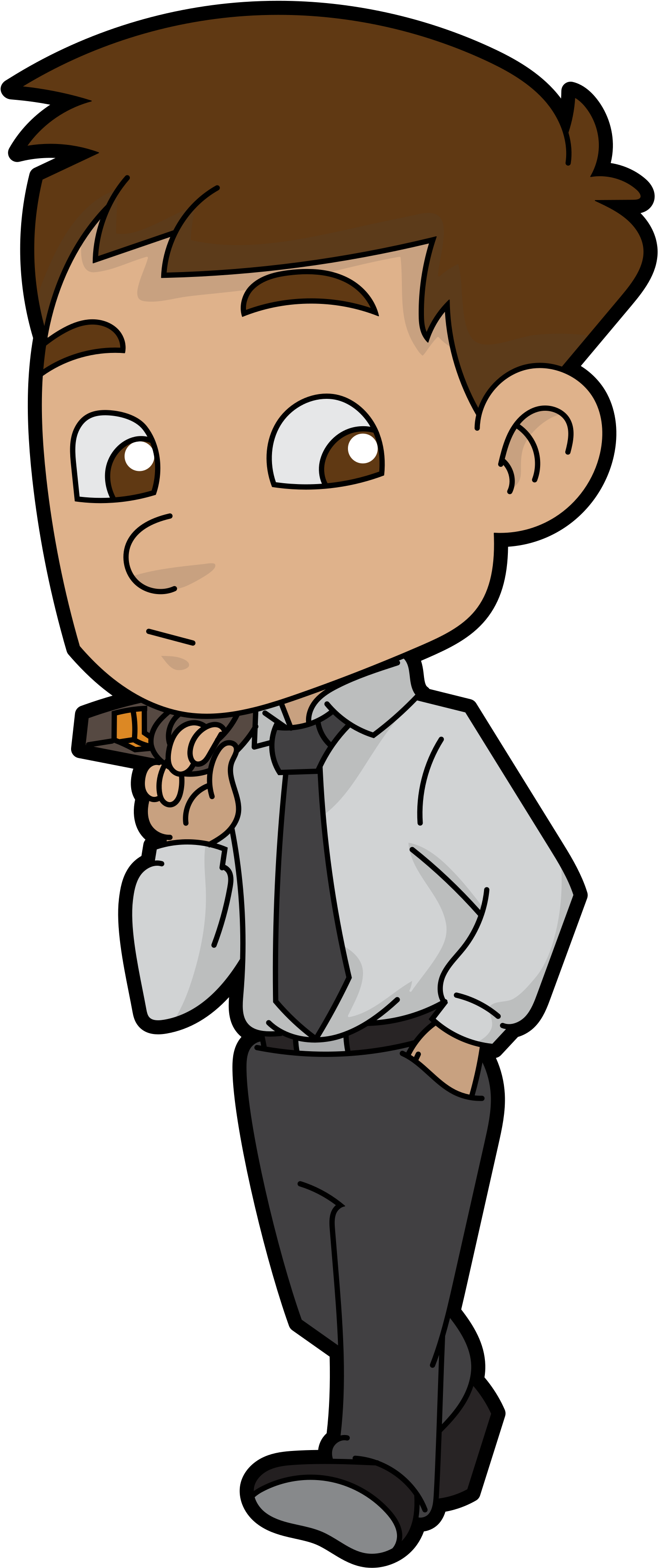 Open - Walking Businessman Cartoon (2000x3825), Png Download