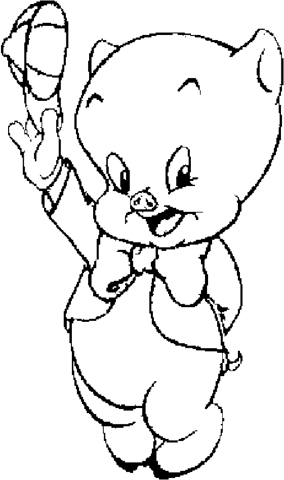 Cute Porky Pig Looney Tones Coloring Pages - Cartoon Pig Coloring Sheets (700x950), Png Download