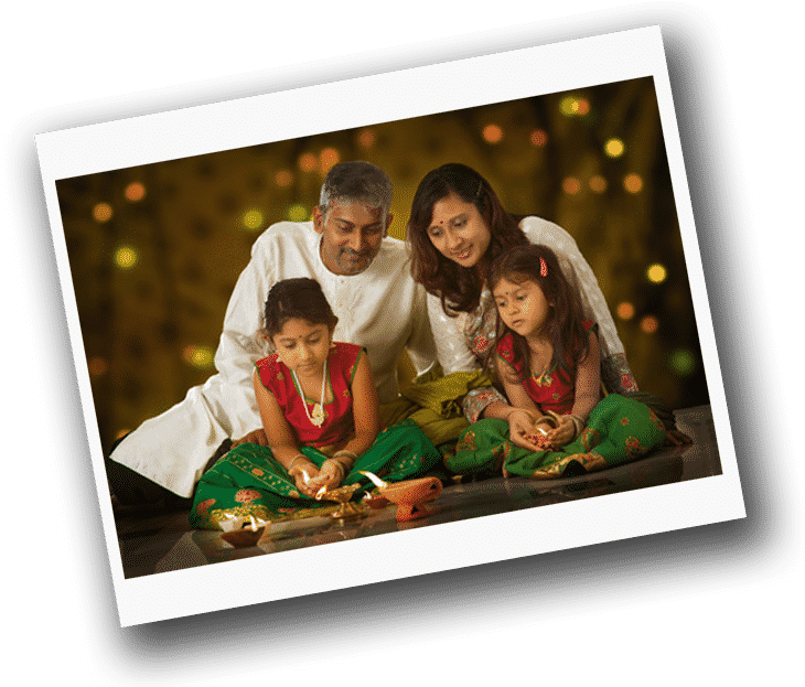 Asian Indian Family Diwali Celebration - Picture Frame (750x623), Png Download