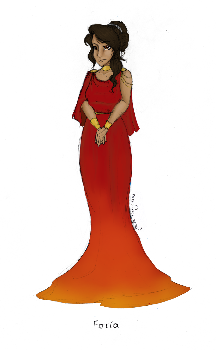 Goddess Clipart Hestia - Greek Goddess Hestia Cartoon (900x1456), Png Download