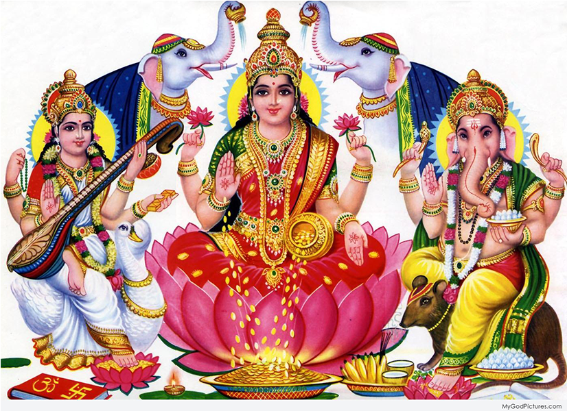 Every Year, On The Auspicious New Moon Day, Which Is - Lakshmi Devi With Elephants (1200x600), Png Download