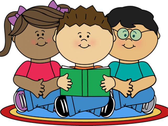 Image Of School Children Reading Clipart - Reading Class Clip Art (450x324), Png Download