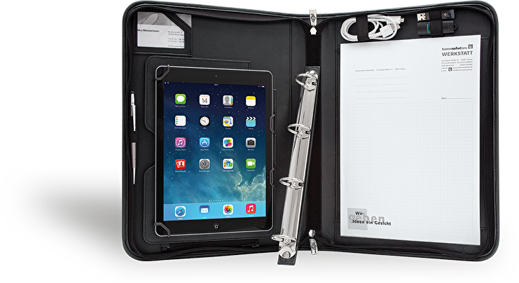 For 9 - 7"-10 - 5" Tablets - Wedo Organizer Elegance Zipped Folder - Black (741x404), Png Download