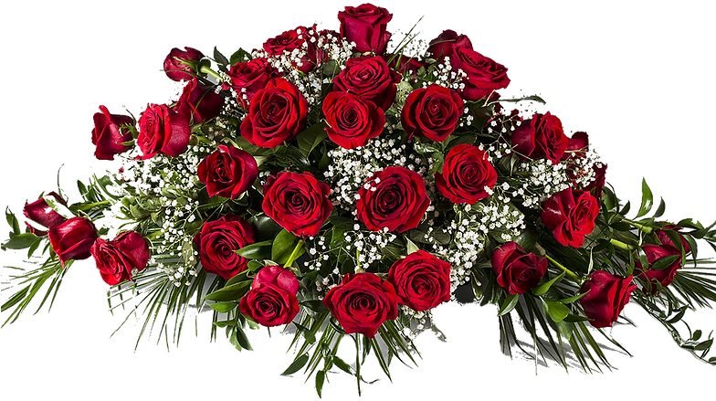 Red Rose Flower Arrangement - Red Rose Funeral Flowers (783x522), Png Download
