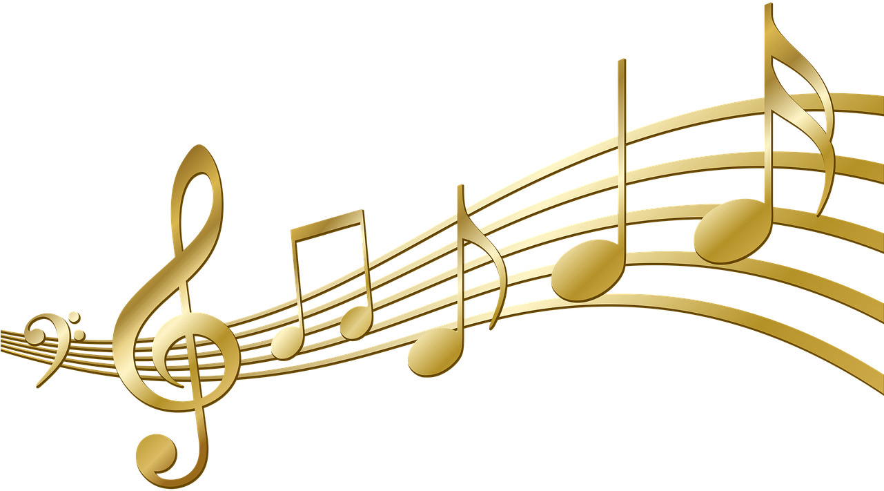 Gold Music Notes Png (960x607), Png Download