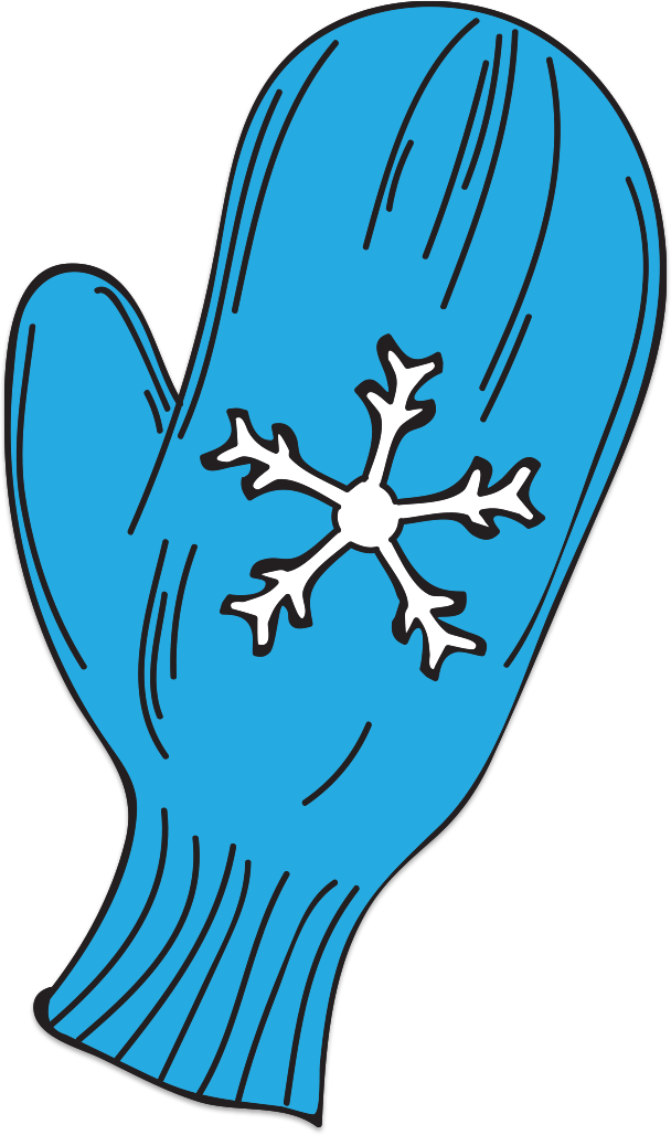 Single Blue Mitten With Snowflake Decoration Transparent - Portable Network Graphics (608x1028), Png Download