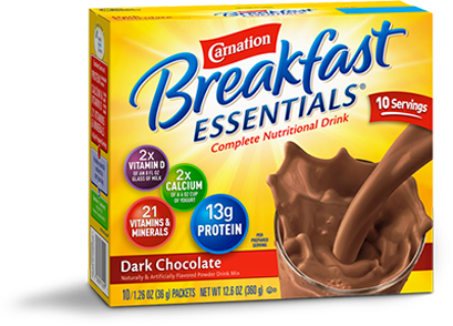 Powder Drink Mix - Milk Chocolate Carnation Instant Breakfast (409x294), Png Download