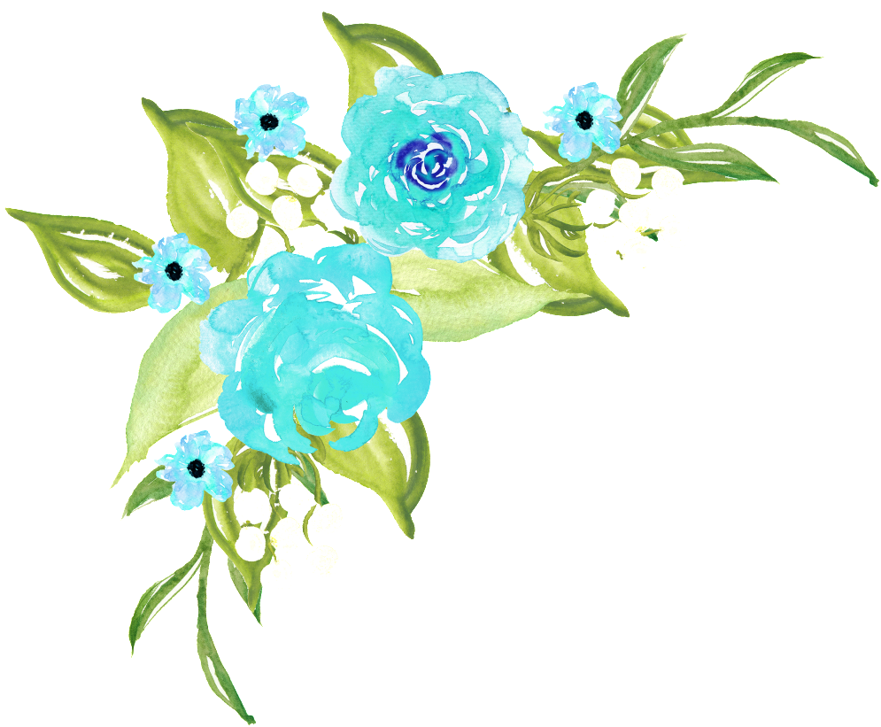 Hand Painted Blue Flowers And Plants - Portable Network Graphics (1024x835), Png Download