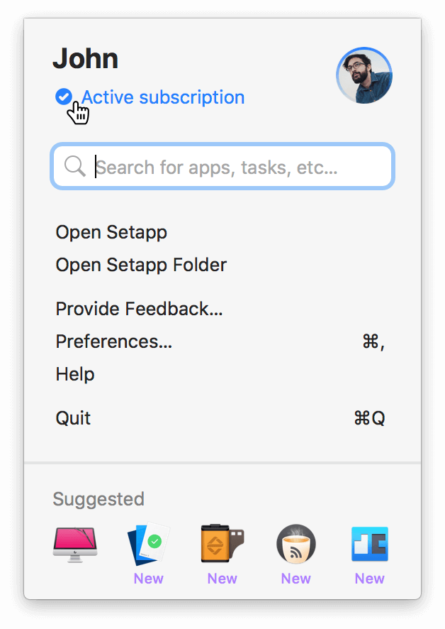 Click The Setapp Menu Icon And Click On Your Subscription - Menu Bar (628x886), Png Download