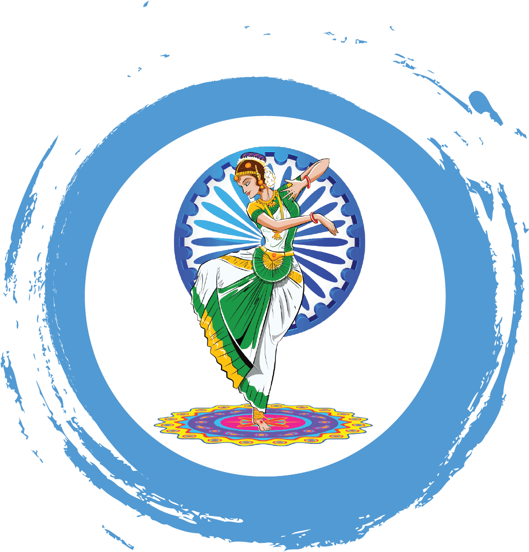 Indian Folk & Tribal Art - Dance Pose With Tricolor Background (1250x1250), Png Download