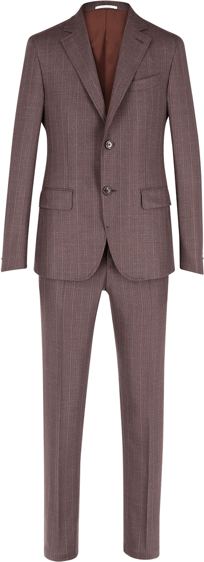 Brown Wool And Silk Burned Brown And Rope Striped Suit - Suit (960x1440), Png Download