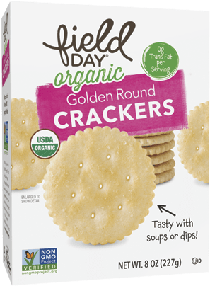 Field Day Organic Golden Round Crackers - 8 Oz Box (326x432), Png Download