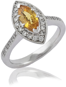 Golden Sapphireladies Diamond Ring With Marquise Stone - Diamond (600x500), Png Download