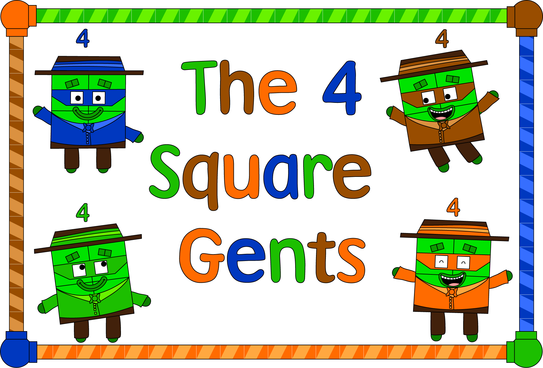 The 4 Square Gents - Numberblocks Barbershop Quartet (1823x1238), Png Download