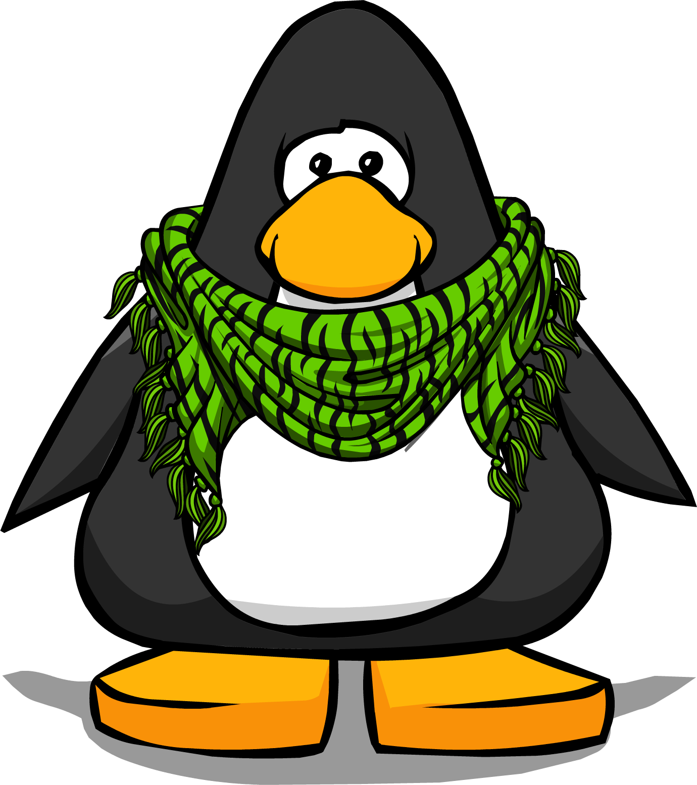 Green Zebra Scarf From A Player Card - Club Penguin With Scarf (1380x1554), Png Download