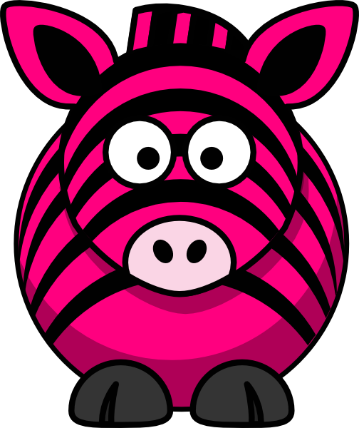 Pink Zebra Clip Art At Clker - Zebra Pink Cartoon (504x600), Png Download