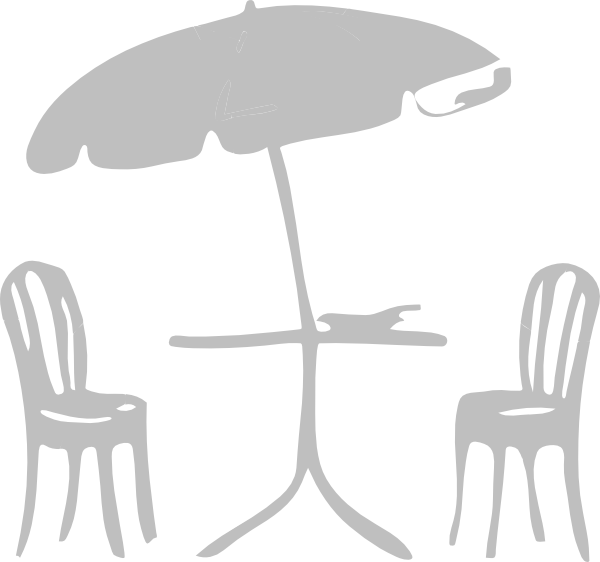 Tables Chairs - Umbrella Clip Art (600x562), Png Download