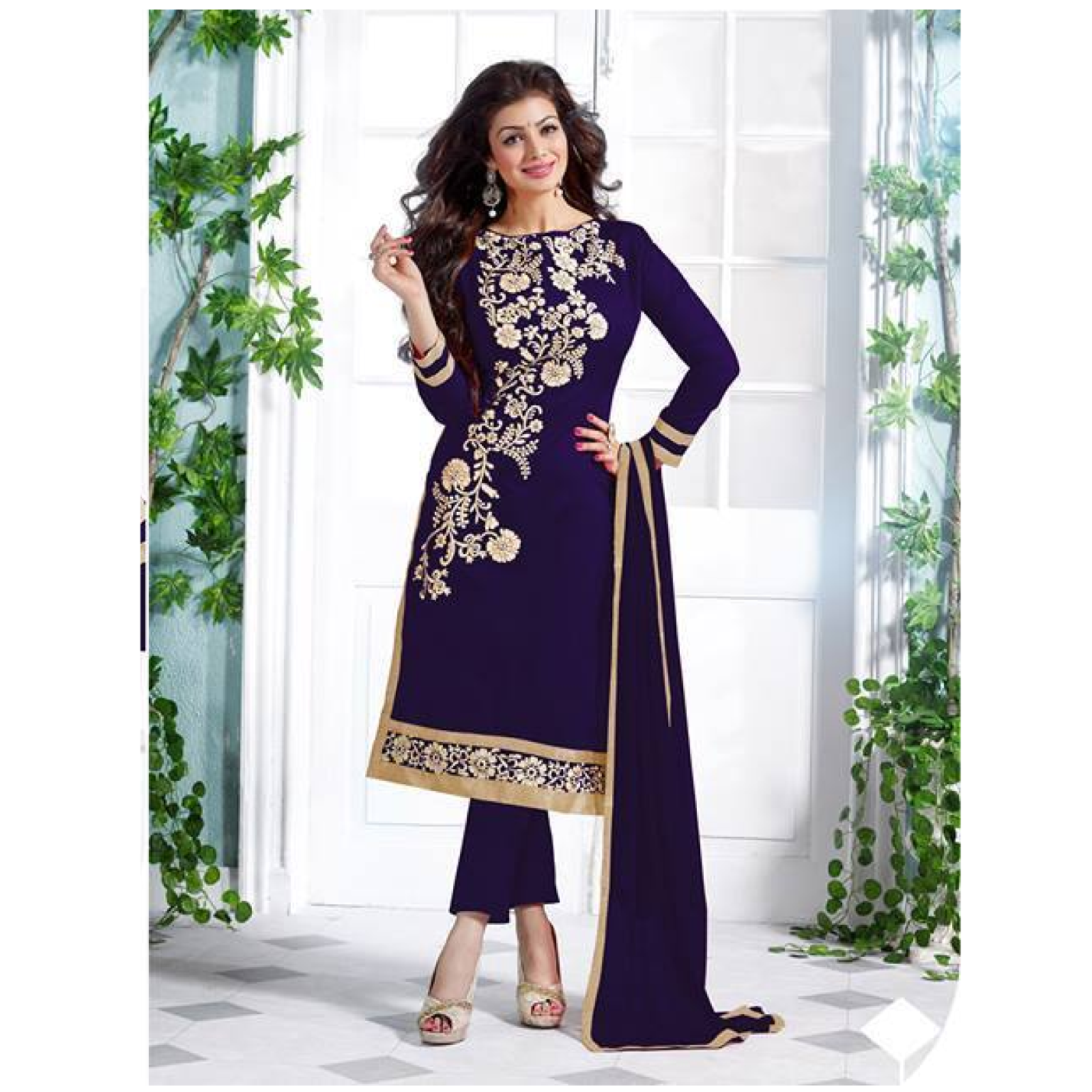 2 Of 3 Indian Designer Bollywood Party Wear Anarkali - Unstitched Salwar Kameez Black (1600x1600), Png Download