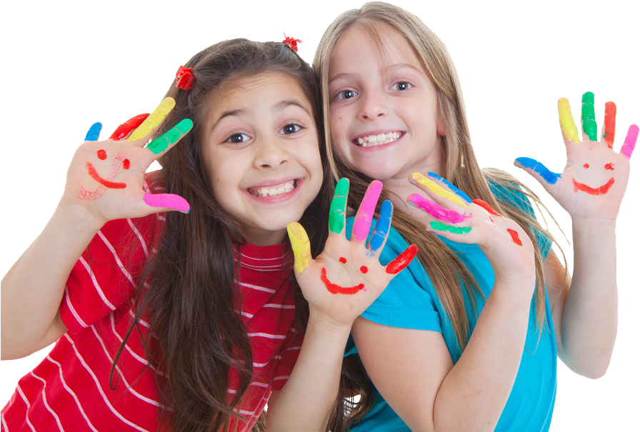 Girls With Paint On Hands - Child (924x624), Png Download
