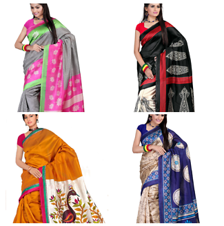 Bollywood Indian Traditional Art Silk Designer Saree - Silk (324x400), Png Download