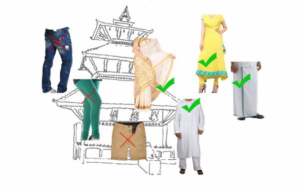 Dress Code In Temples - Madurai Temple Dress Code (600x383), Png Download