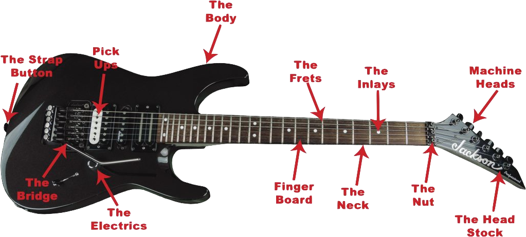 Anatomy Of The Guitar - Guitar Parts Names (1030x682), Png Download